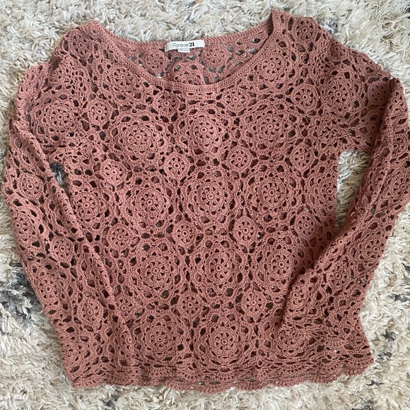 Forever 21 Tops - Crochet top long sleeve Forever 21
